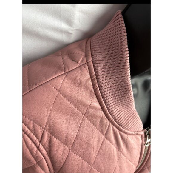 Thread and Supply Faux Leather Pink Quilted Jacket Barbiecore Cute Sze S Barbie - Picture 11 of 11